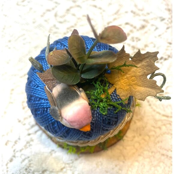 Decorative French Blue Crochet Thread Bird & Leaf Accents French Farm House - Picture 3 of 4